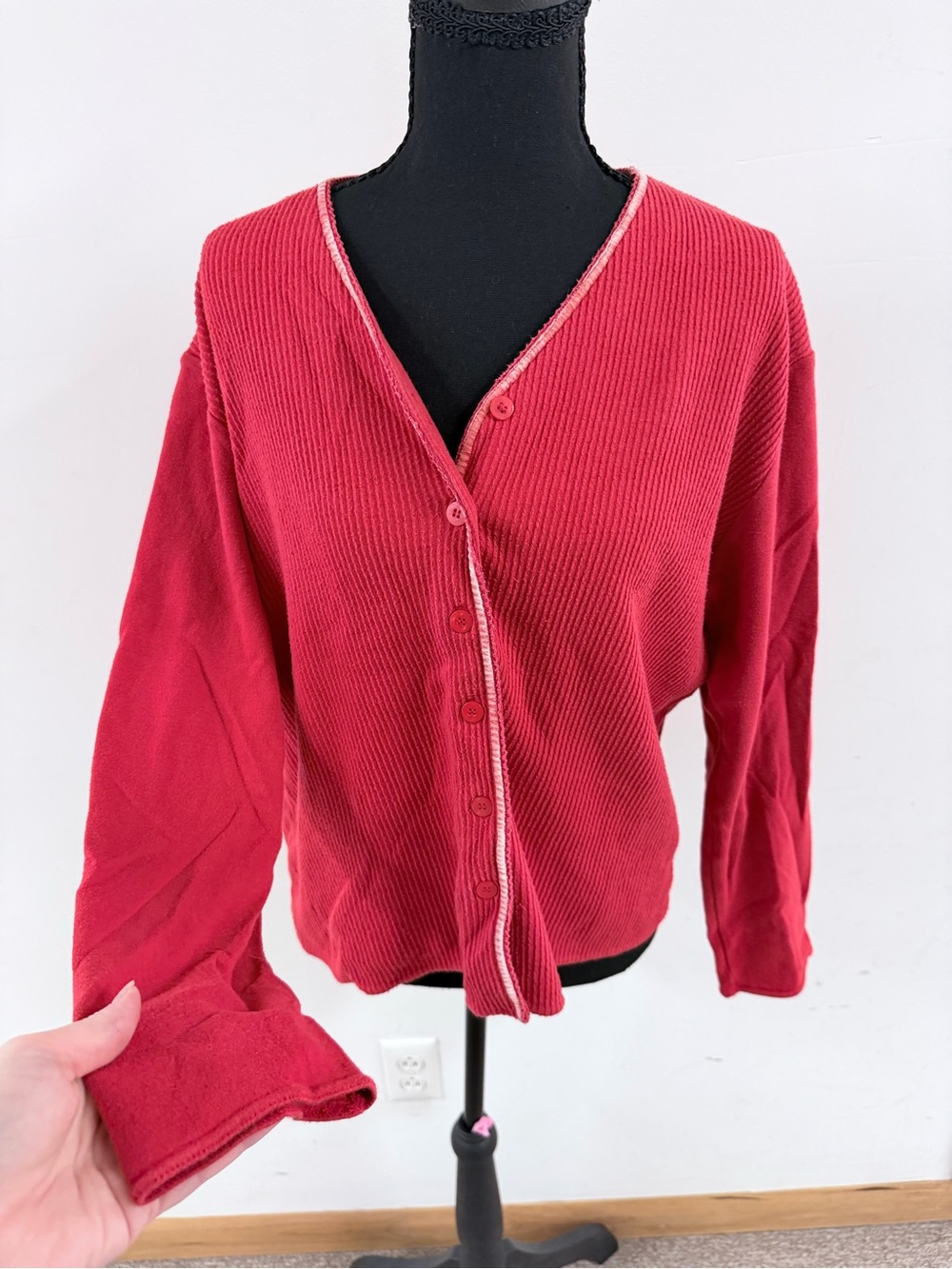 Victoria's Secret Crimson Ribbed Button-Front Cardigan